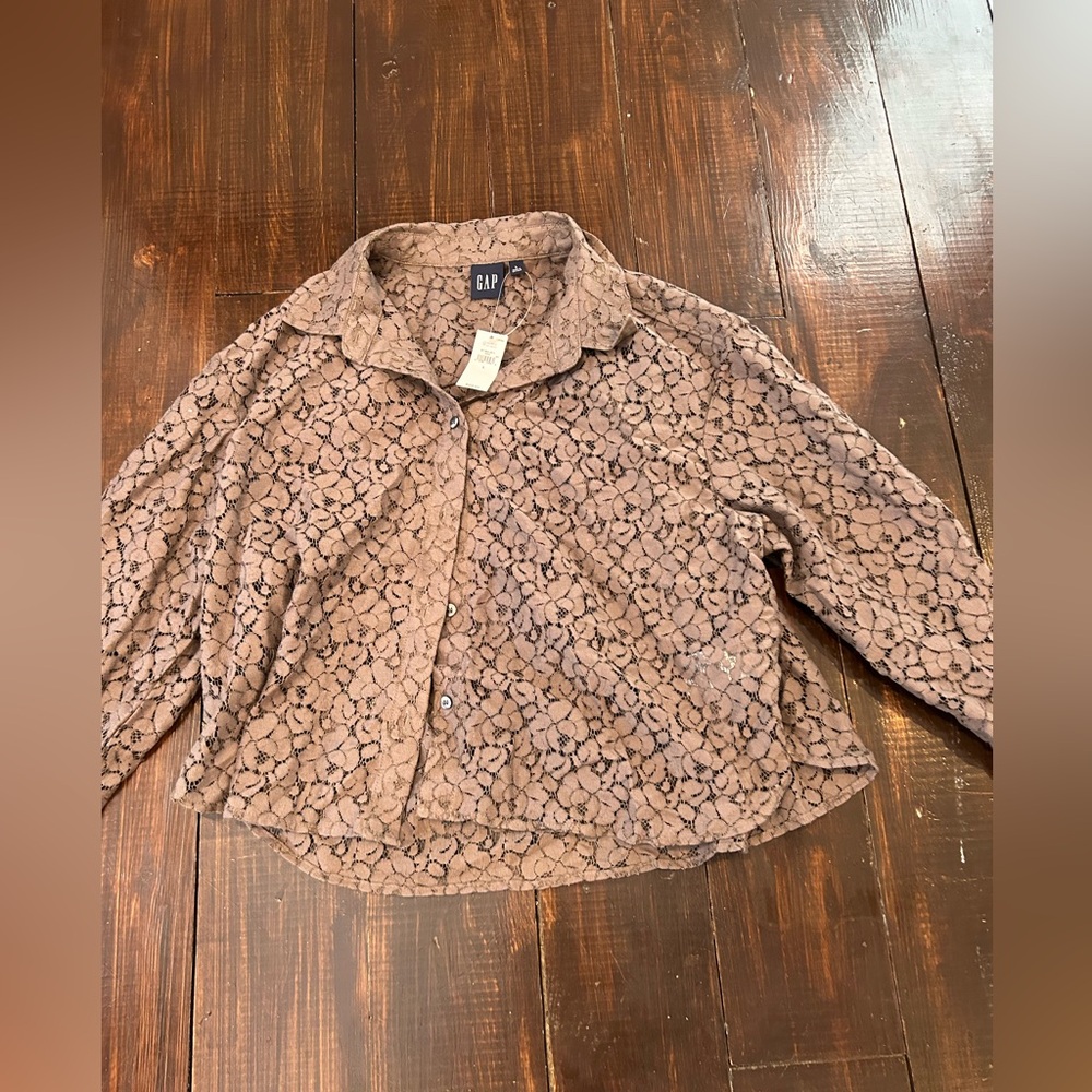 Gap Brown And Black Patterned Button Down Shirt - image 1